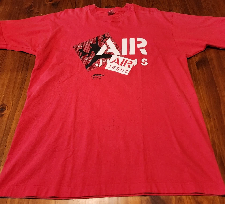 Vintage Jesus Tee XL Fruit Of The Loom 1994 Rare Air Jordan Parody Religious - image 2 of 4