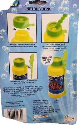 Miracle Bubbles Spill Stopper Spill Resistant Cap 8 Oz (T92) | eBay