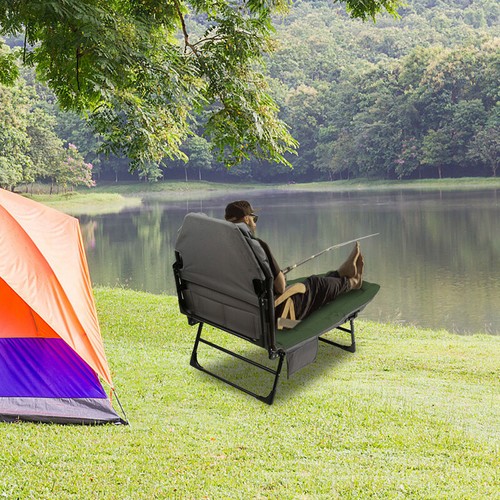 Karpfenliege Faltbett Bedchair Angelliege stabil Klappbar Gästebett 195x65x32cm - Bild 10 von 13