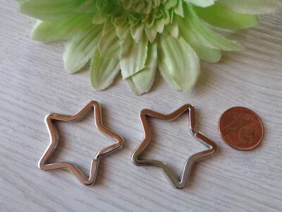 2 silberne Schlüsselringe ''Stern''    Modeschmuck Basteln