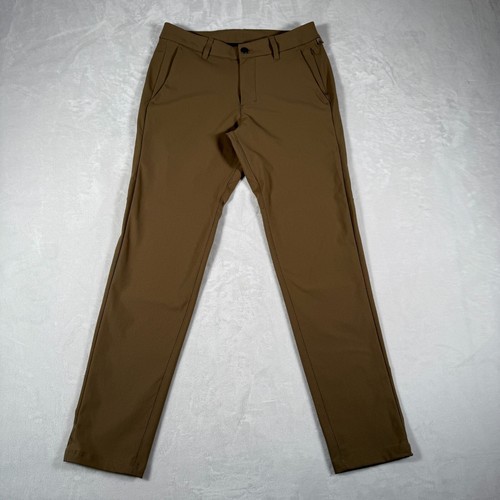Lululemon Commission Slim-Fit Pants Men Size 29 Beige Snap / Zip Pockets EUC