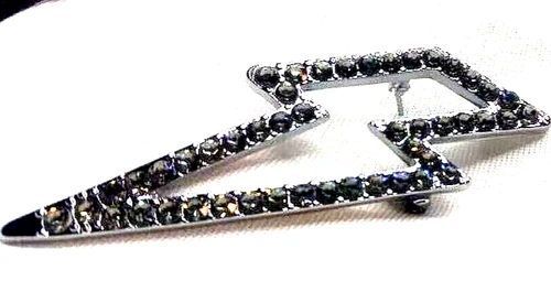 Open Lightning Bolt Simply Vera Vera Wang Black Pave Brooch Pin NEW