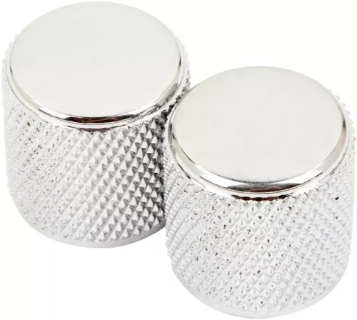 Genuine Fender Tele Telecaster/P-Bass Chrome Metal Guitar Barrel Knobs (2)