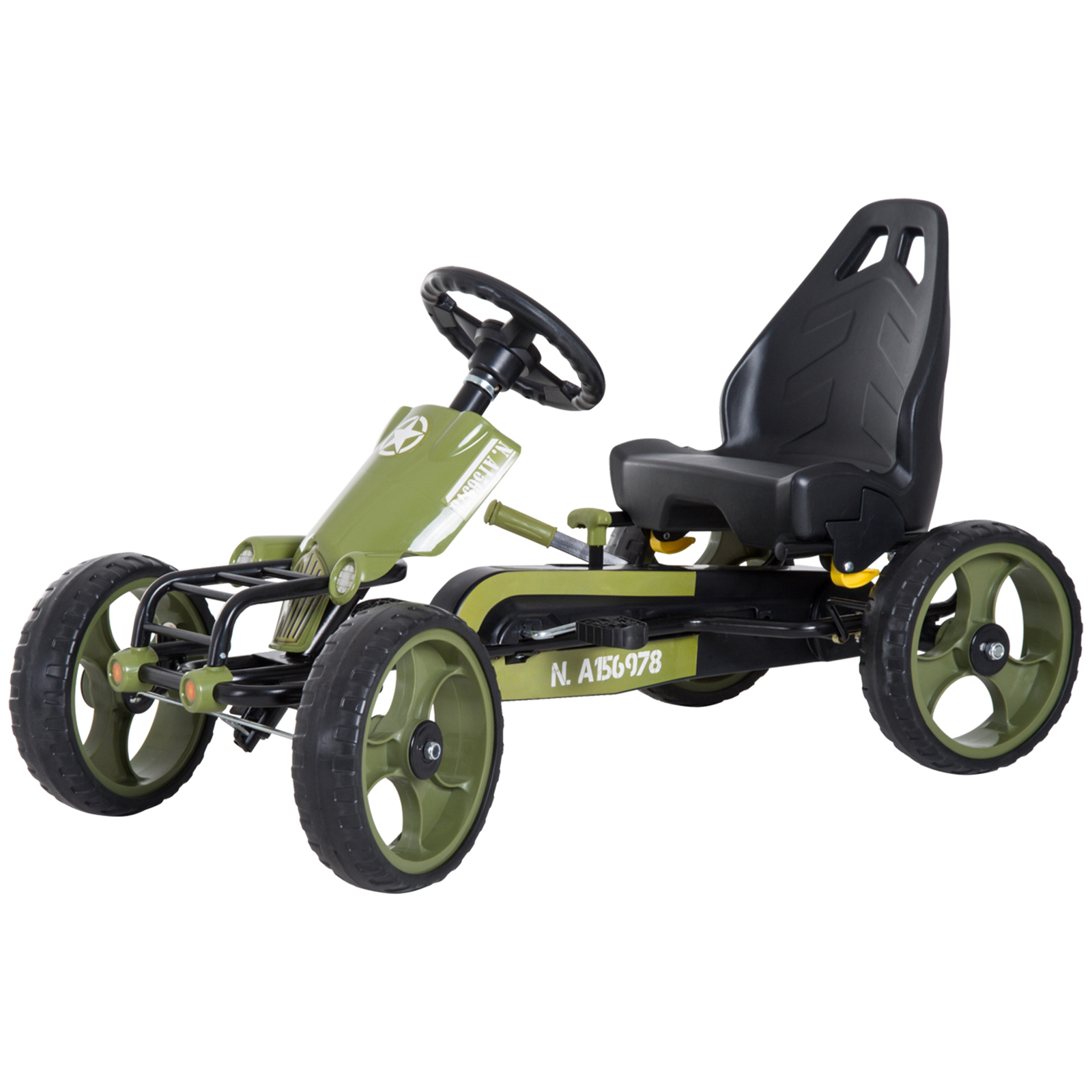 HOMCOM Go Kart per Bambini 3-6 Anni a Pedali con Sedile Regolabile Verde