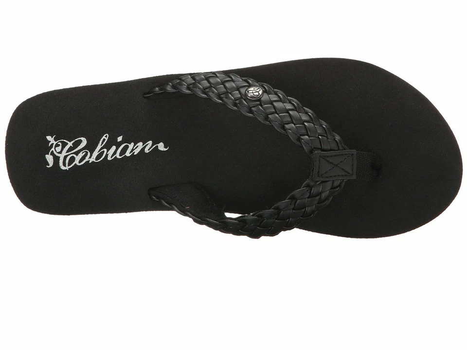 SANDÁLIA FEMININA COBIAN FLIP FLOP TRANÇADA SALTO PRETO BRB10-001 NOVA COM ETIQUETAS - Imagem 4 de 4