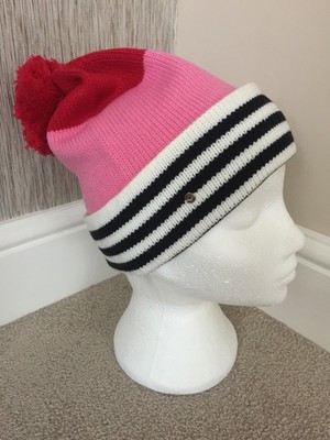 pink bobble hat and scarf