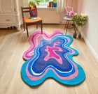 Irregular Shape Rug Pinkk Blue Hand Tufted Rug for Living Bedroom Kitchen Carpet
