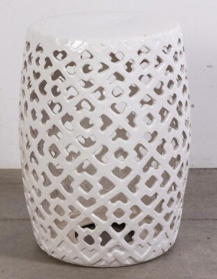 Asian Large White Ceramic Garden Stool  20x13x13  Pick Up S Jersey