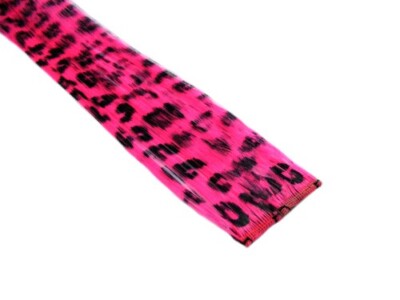 Clip-In 12'' Haarverlängerung Neon Pink Leopardenmuster Emo Szene Extension Rave