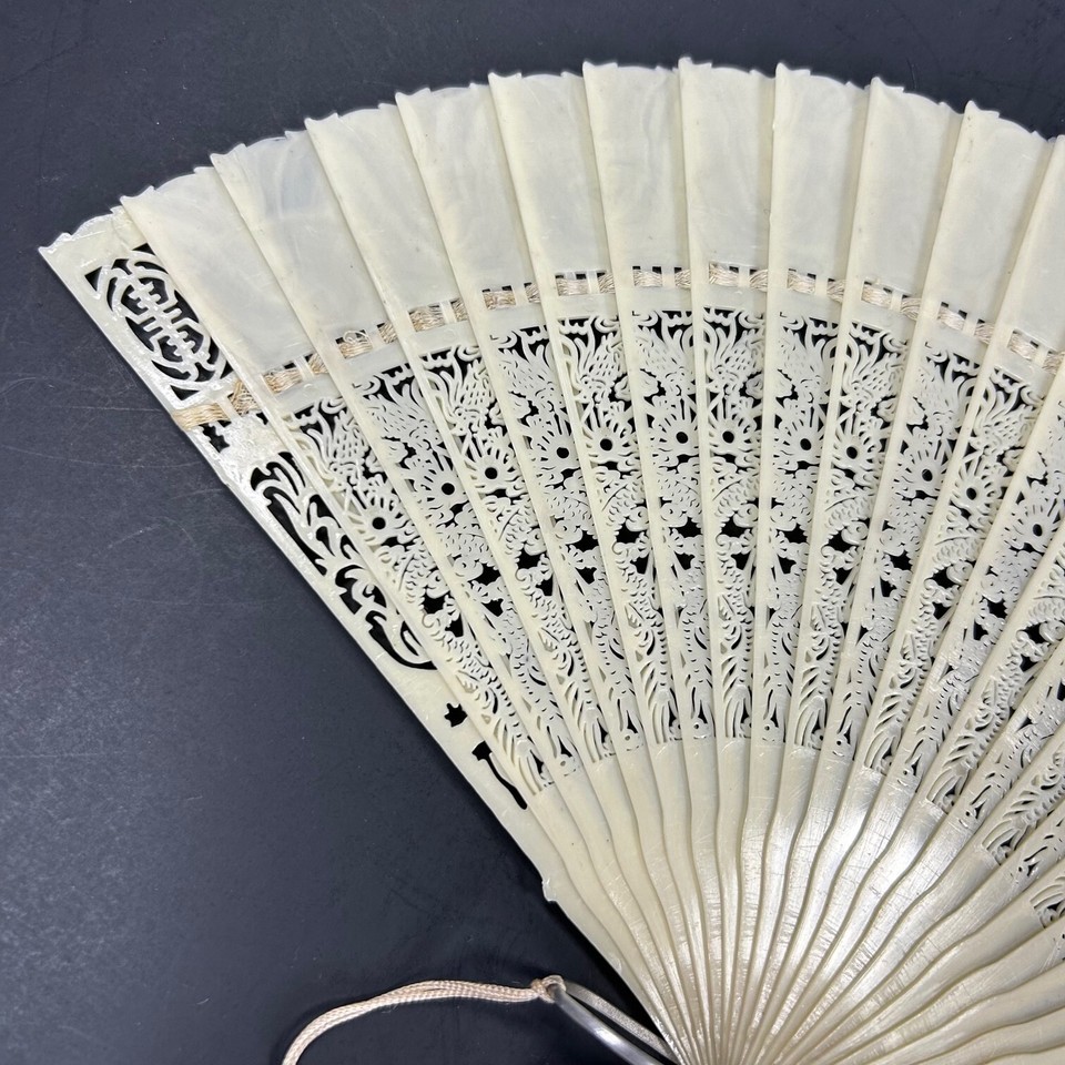 Vtg Celluloid Pierced Ladies Hand Fan Dragon Cream Ribbon Pink Tassel Hong Kong eBay