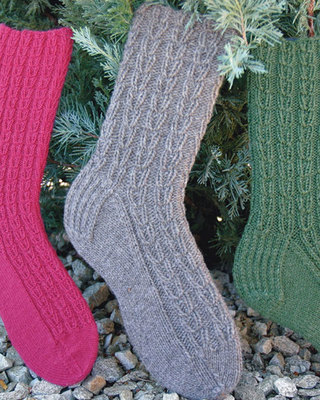 Fiber Trends Knitting Pattern AC85 Chain of Hearts Socks - To Knit in 3 Weights