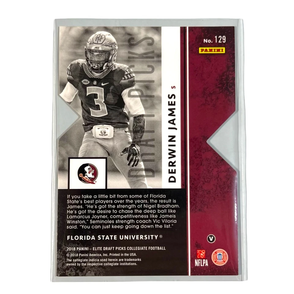 Derwin James 2018 Panini Elite Draft Picks Status Orange Die-Cut Variation #129 - Image 4 of 4