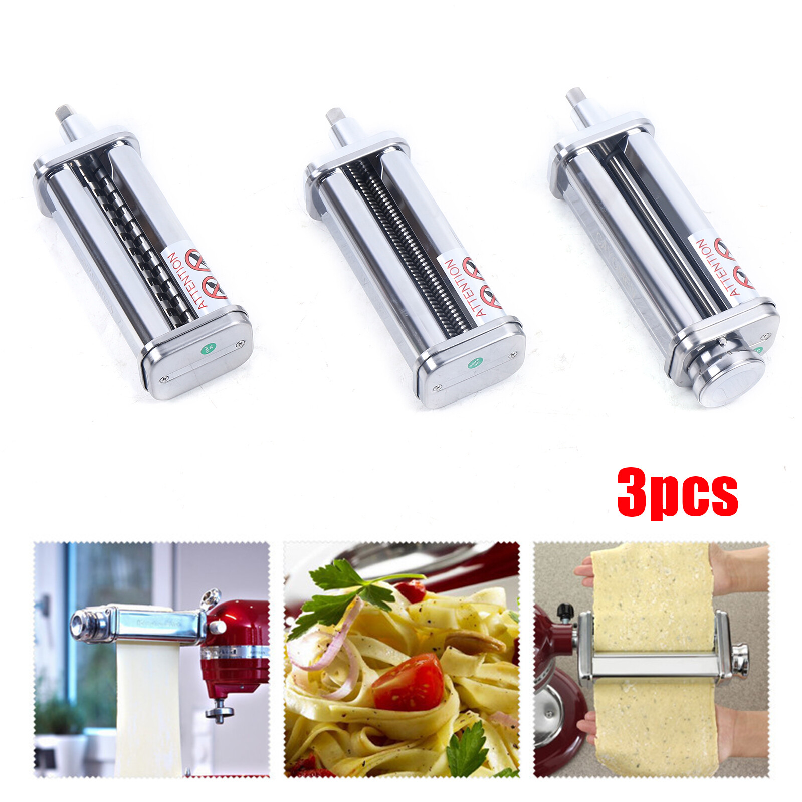 For Kitchen Aid Stand Mixer Pasta Roller Cutter Maker Attachment 3-piece Set New