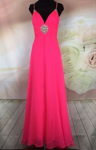 NWT-Mac-Duggal-Women-039-s-Hot-Pink-Embellished-Long-Spaghetti-Straps-Dress-Size-4