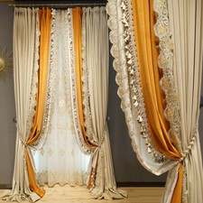 tenda oscurante tessuto beige ispessito velluto europeo lusso tenda tulle C1109