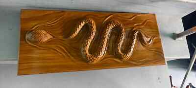 Handgefertigte olide natürliche Holz Schlange Skulptur Home Wand Deko Hand Pa...