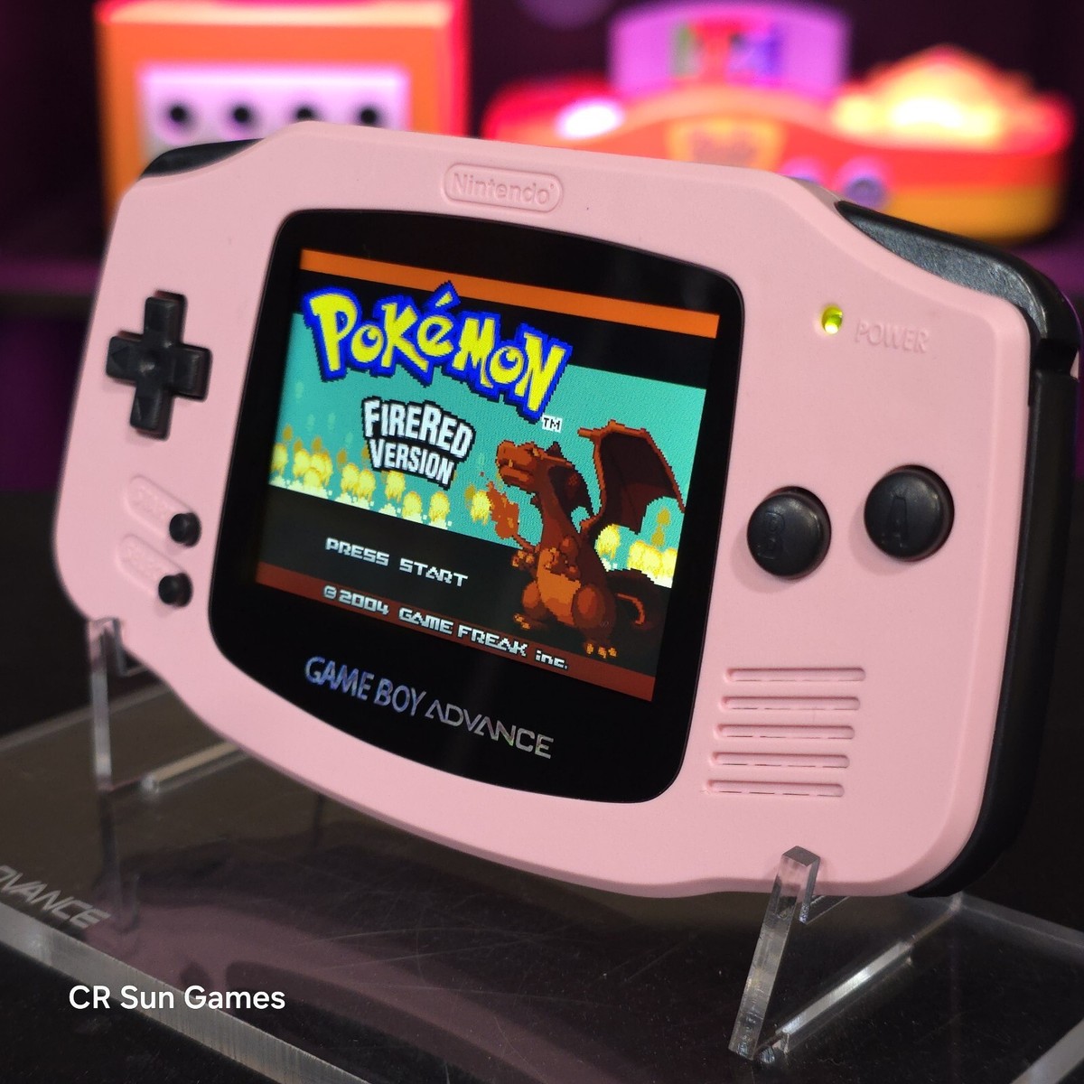 Pink And Black Game Boy Advance GBA Console with iPS V5 Backlit