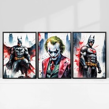Set of 3 Batman The Joker Superhero Bedroom Games Room Wall Art Print Poster Set
