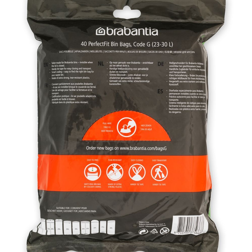 Brabantia Waste Bin Liners Dispenser Pack Perfect Fit Size G 23 30L 40 Bags eBay