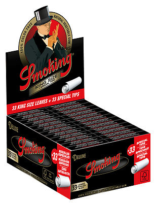 2 Boxen Smoking DELUXE King Size Papers 48 x 33 Blättchen mit 48 x 33 Filter KS