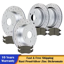 Front Rear Slotted Brake Rotors Discs and Pads Fit 06-18 Ram 1500 Brakes Kits