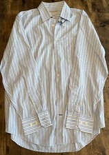 Banana Republic Mens Blue And White Striped Long Sleeve Dress Shirt Size Medium