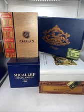 Lot of 5 Quality Wooden Cigar Boxes Various Brands Various Sizes