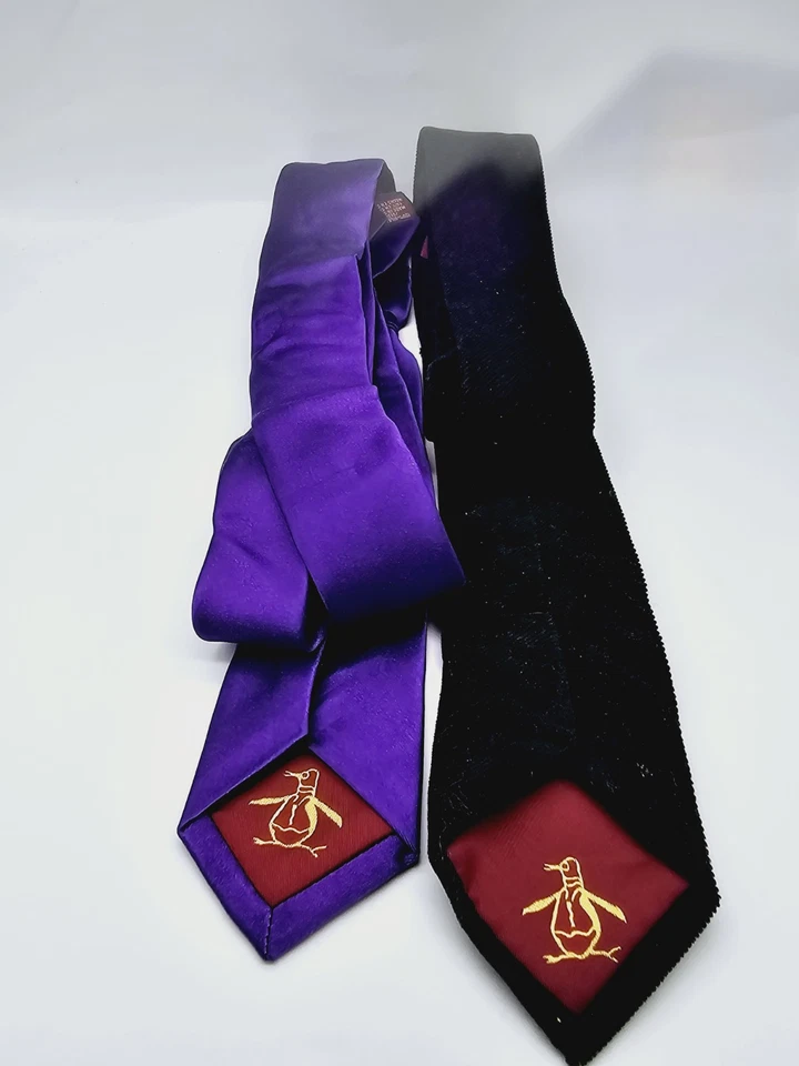Penguin Skinny Ties Black &  Purple  - 2 Tie Lot - Image 3 of 4