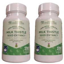 2X Rite Aid Holistic Health 2,000 MG Milk Thistle Seed Extract 200 Capsules 