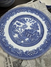 Vintage Blue  White  Old Willow  Dinnerware Set   54 Pieces   England   