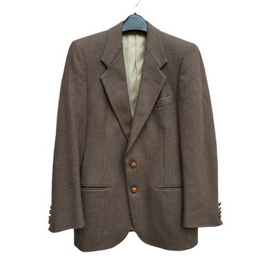 VTG Valentino Uomo Blazer 36R Brown Wool Camel Hair USA Union Leather Buttons