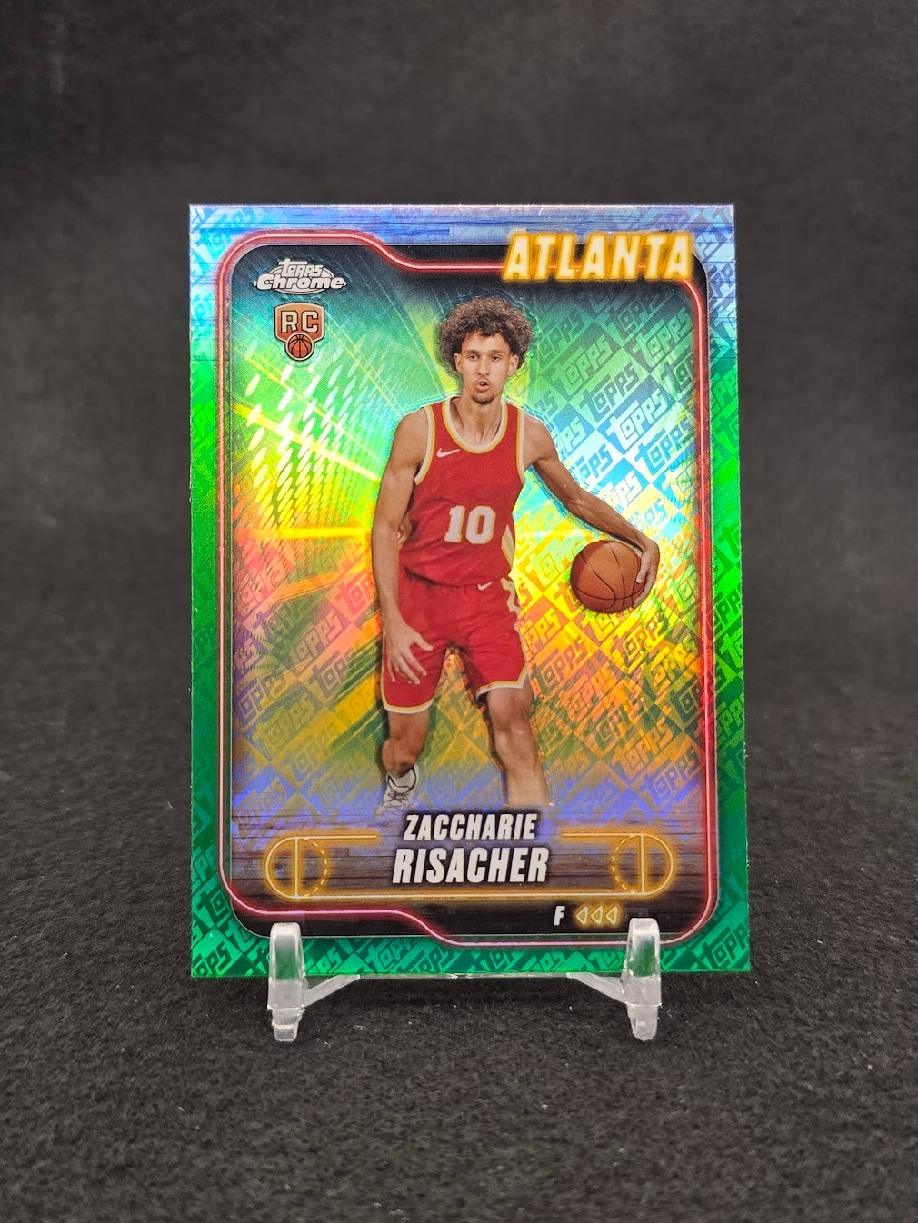2024-25 Topps Chrome #169 Zaccharie Risacher Topps Green Refractor RC Hawks