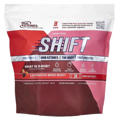 Real Ketones Shift, Caffeinated Mixed Berry 30 days supply EXP 2027