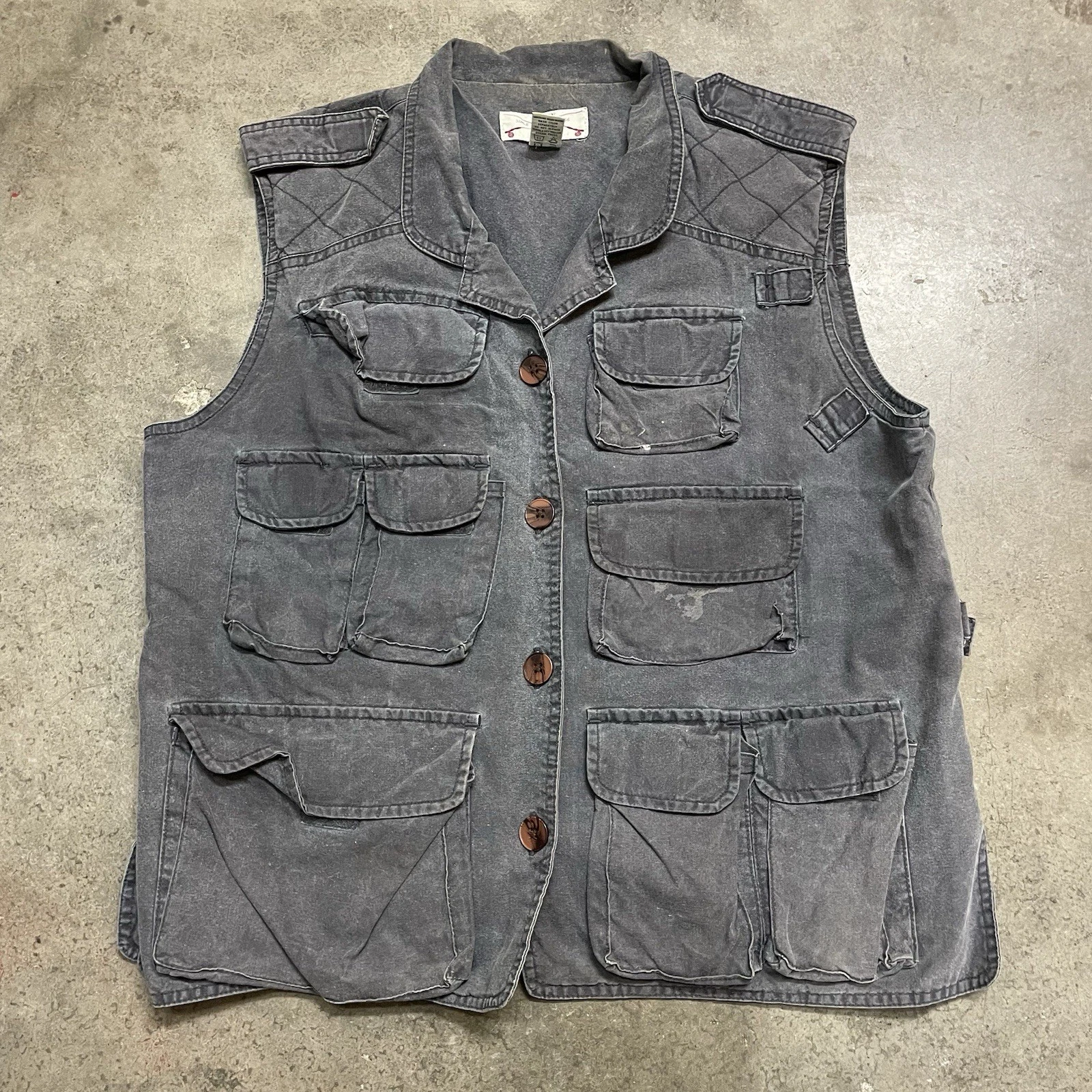 Vintage Orvis Vest Men’s Large Grey Tac Fly Fishing Cotton Vest 80s