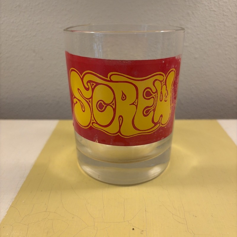 Screw Magazine Highball Drinking Cocktail Glass Underground Promo Item Vintage