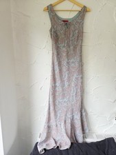 Monsoon Vintage Size 12 Maxi Midi Bias Dress Paisley Print Lined Tie