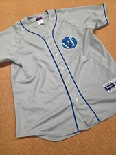 Vintage Majestic VF Corp Employee Baseball Jersey Gray Sewn Logo USA Made Sz L