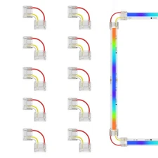 10 PCS 12mm L-Shaped Connectors for 3-Pin RGB Smart IC COB LED Strip Lights