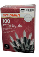 Sylvania Indoor Outdoor Christmas Clear Mini Light String 100 Ct Green Wire 20ft