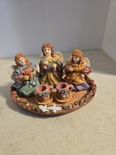 Vtg 1995 Cherished Moments Angels by  Michelle Yam Resin Minature Tea Set