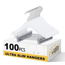 Quality 12-Inch Ultra Slim Kids Wooden Hangers   100-Pack   Space Saving ...