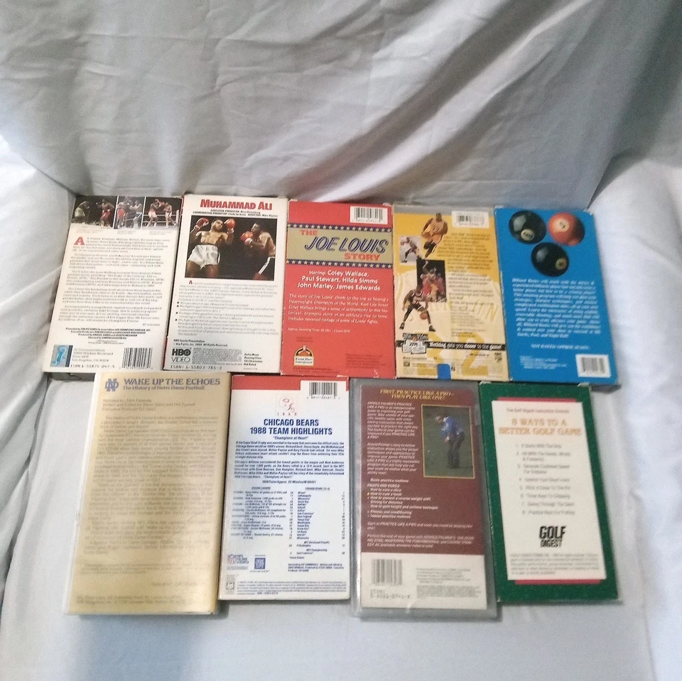 Sports VHS Lot Boxing Football Basketball Golf Billiard Ali Louis Johnson Palmer - Image 2 of 3