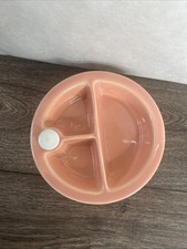 Vintage Hankscraft 962 Pink Ceramic Divided Baby Food Warmer Dish Water Fill