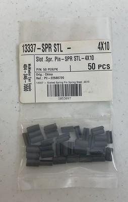 NEW LOT OF 50 MCMASTER CARR SUPPLY 13337 SLOTTED SPRING PIN 4x10, FREE SHIPPING
