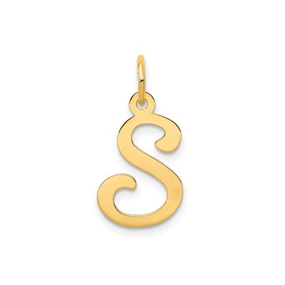 14k Gelbgold Initiale S Anhänger Charm Schrift Buchstabe Monogramm für Frauen