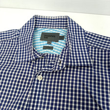 Brooksfield Dress Shirt Mens Slim Fit Size 39 Blue Double Folded Luxe Cotton