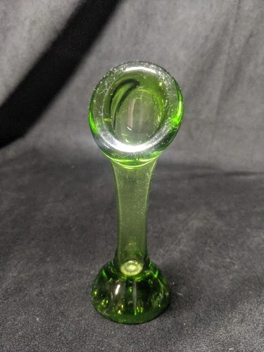 MCM Swedish Modern Aseda Glasbruk Bone Vase / Emerald Green / Paul Kedel