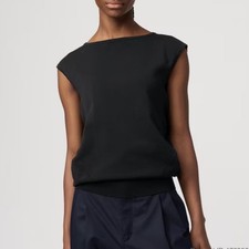 Uniqlo Cocoon Sweater Women Black Sleeveless Boat Neck Knit Top XL New with Tags