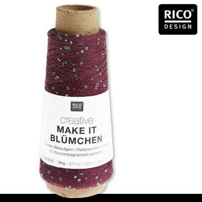 Rico Design 25g Creative Make it Blümchen Beilaufgarn Pailletten Wolle 20 Farben