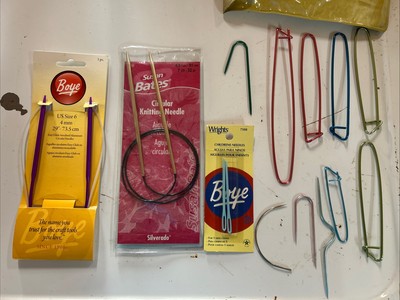 Vintage Cable Stitch Holders Circular Spring Aluminum Bates Boye Mix Lot NOS C4
